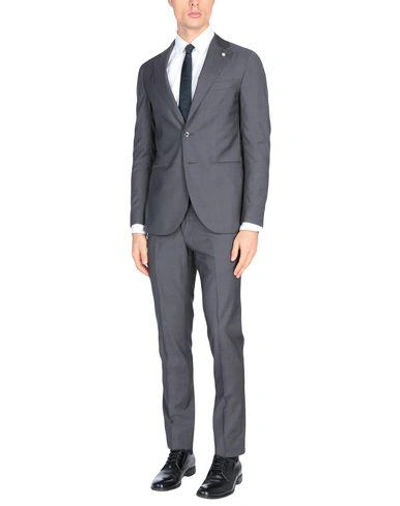 Shop Luigi Bianchi Mantova Suits In Steel Grey