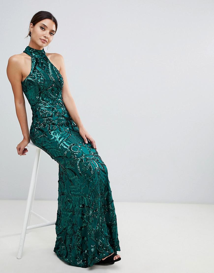 embellished green maxi dress