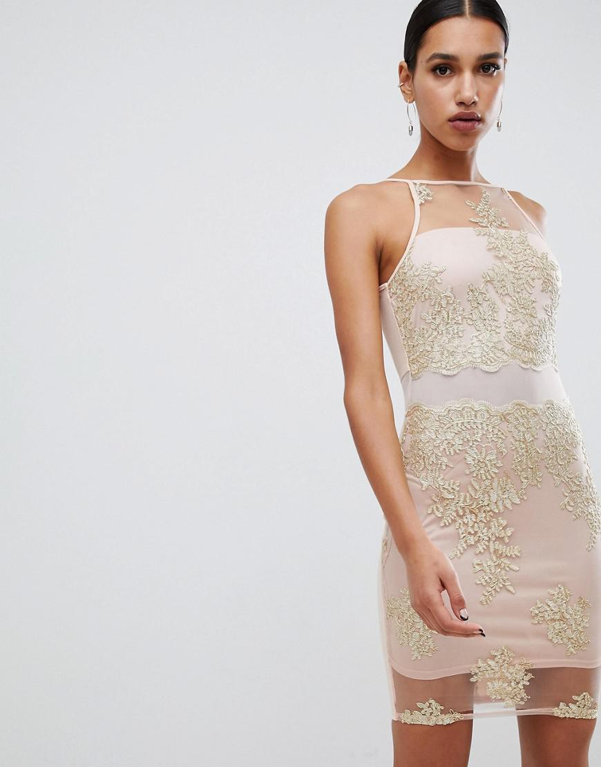 cream lace bodycon dress