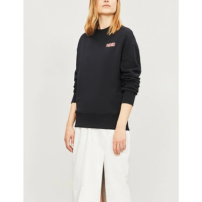 Shop Kitri Leo Noir Cotton-jersey Sweatshirt In Black