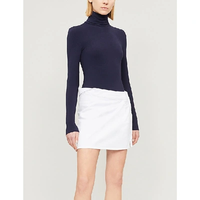 Shop Wolford Colorado Turtleneck Stretch-jersey Body In Sapphire Blue