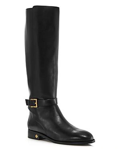 Shop Tory Burch Women's Brooke Round Toe Leather Riding Boots In Perfect Black