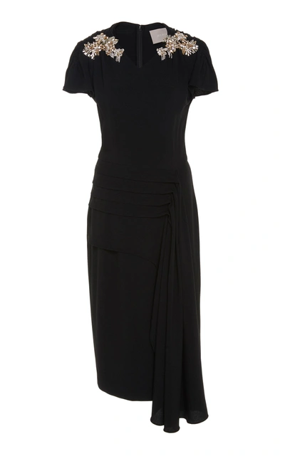 Shop Jason Wu Collection Embroidered Crepe Sheath Dress In Black