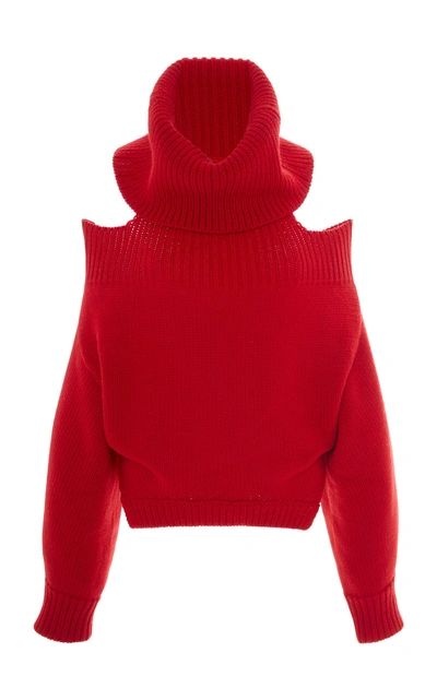 Shop Monse Upside Down Wool Turtleneck Sweater In Red