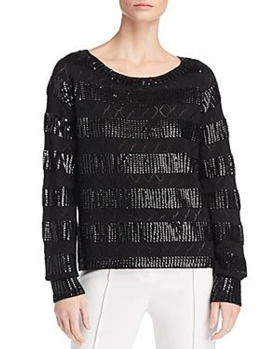 Shop Kobi Halperin Melita Sequined Pointelle Sweater In Black