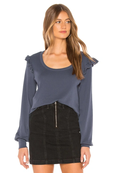 Shop Chaser Baby Rib Ruffle Pullover In Blue Jay