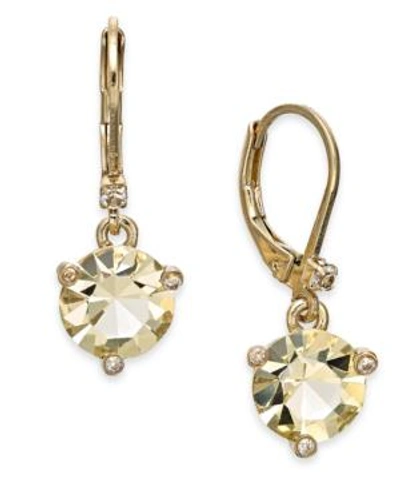 Shop Kate Spade Gold-tone Crystal Drop Earrings In Jonquil
