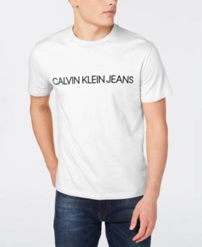 Shop Calvin Klein Jeans Est.1978 Men's Logo-print T-shirt In Brilliant White