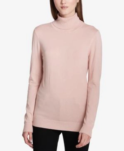 Shop Calvin Klein Solid Turtleneck Sweater In Blush