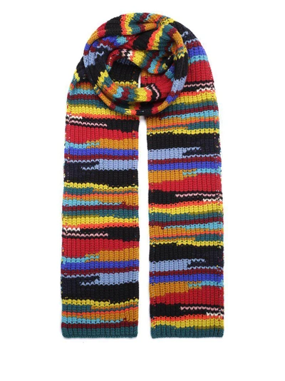 Shop Missoni Knitted Wool Scarf In Multi