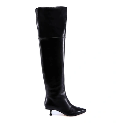 Shop Sergio Rossi Leather Knee High Boots In Black