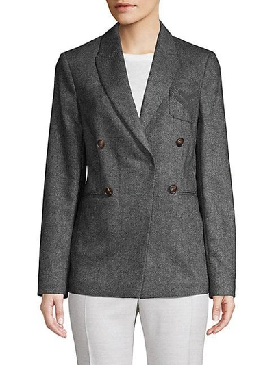 Shop Brunello Cucinelli Double-breasted Wool & Cashmere Pilot Jacket In Grey