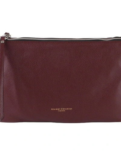 Shop Gianni Chiarini Leather Pouch In Burgundy