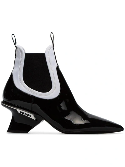 Shop Prada Panel Detail Ankle Boots - Black