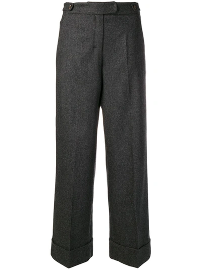 Shop Max Mara Cropped Wide Leg Trousers In Grey