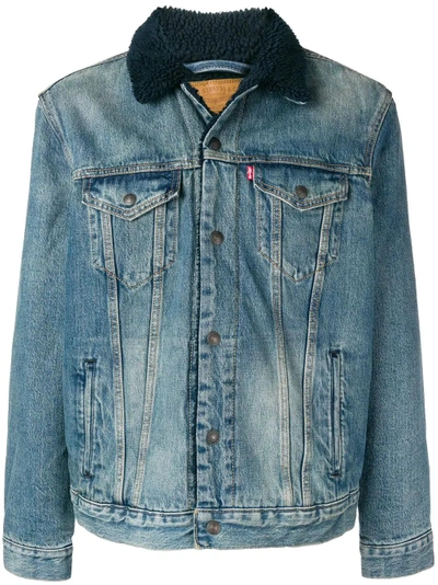 Shop Levi's Shearling Denim Jacket - Blue