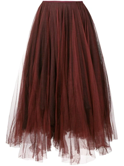 Shop Marc Le Bihan Tulle Midi Skirt In Red