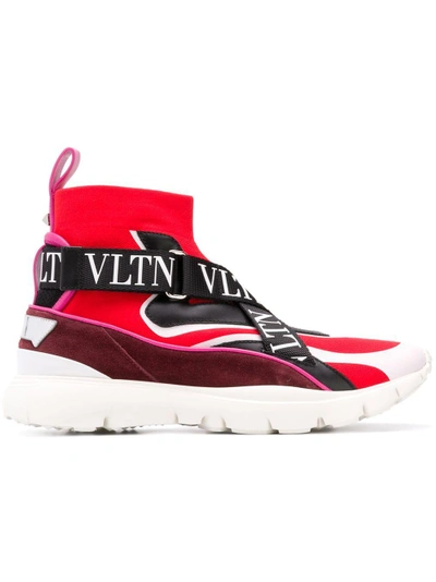 Shop Valentino Garavani Vltn Bandage Sneakers - Red