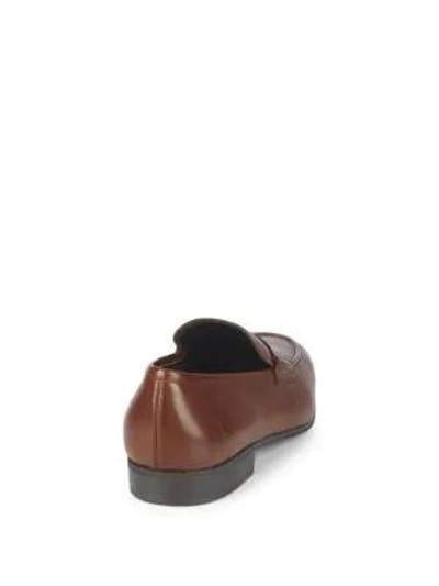 Shop Ferragamo Fiorino Leather Penny Loafers In Dark Tan