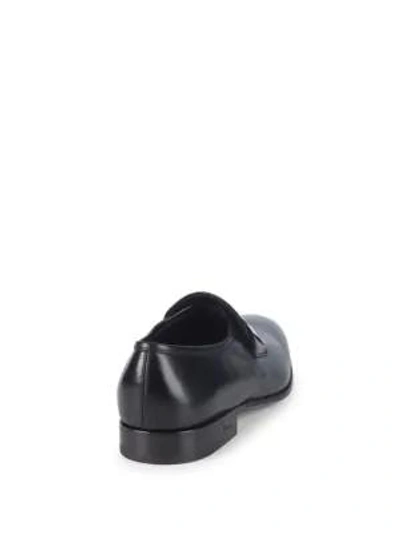 Shop Ferragamo Hardware Detail Leather Loafers In Black