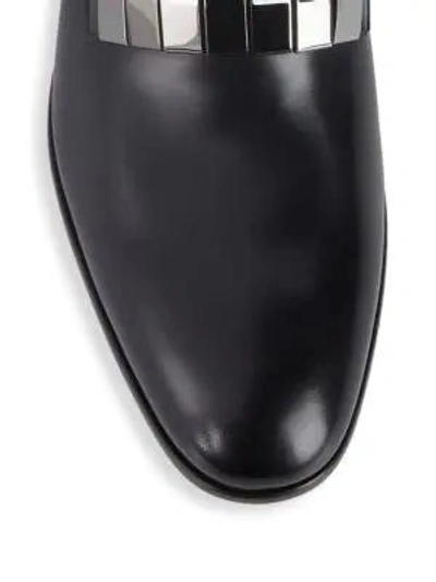 Shop Ferragamo Hardware Detail Leather Loafers In Black