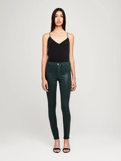 Shop L Agence Marguerite Coated Jean In Evergreen Coated