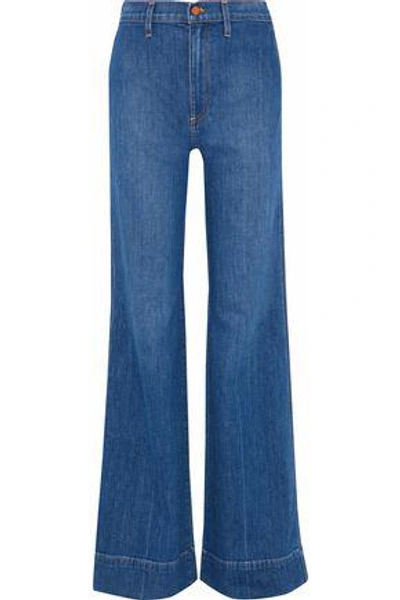 Shop Alice And Olivia Gorgeous High-rise Flared Jeans In Mid Denim