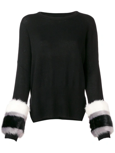 Shop Izaak Azanei Fur Cuff Sweater - Black