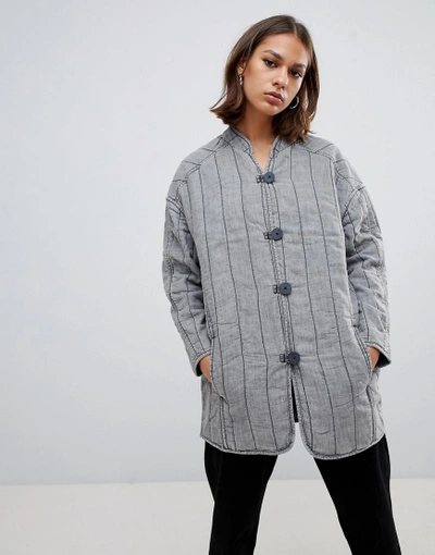 Shop Waven Lykke Quilted Collarless Jacket - Gray