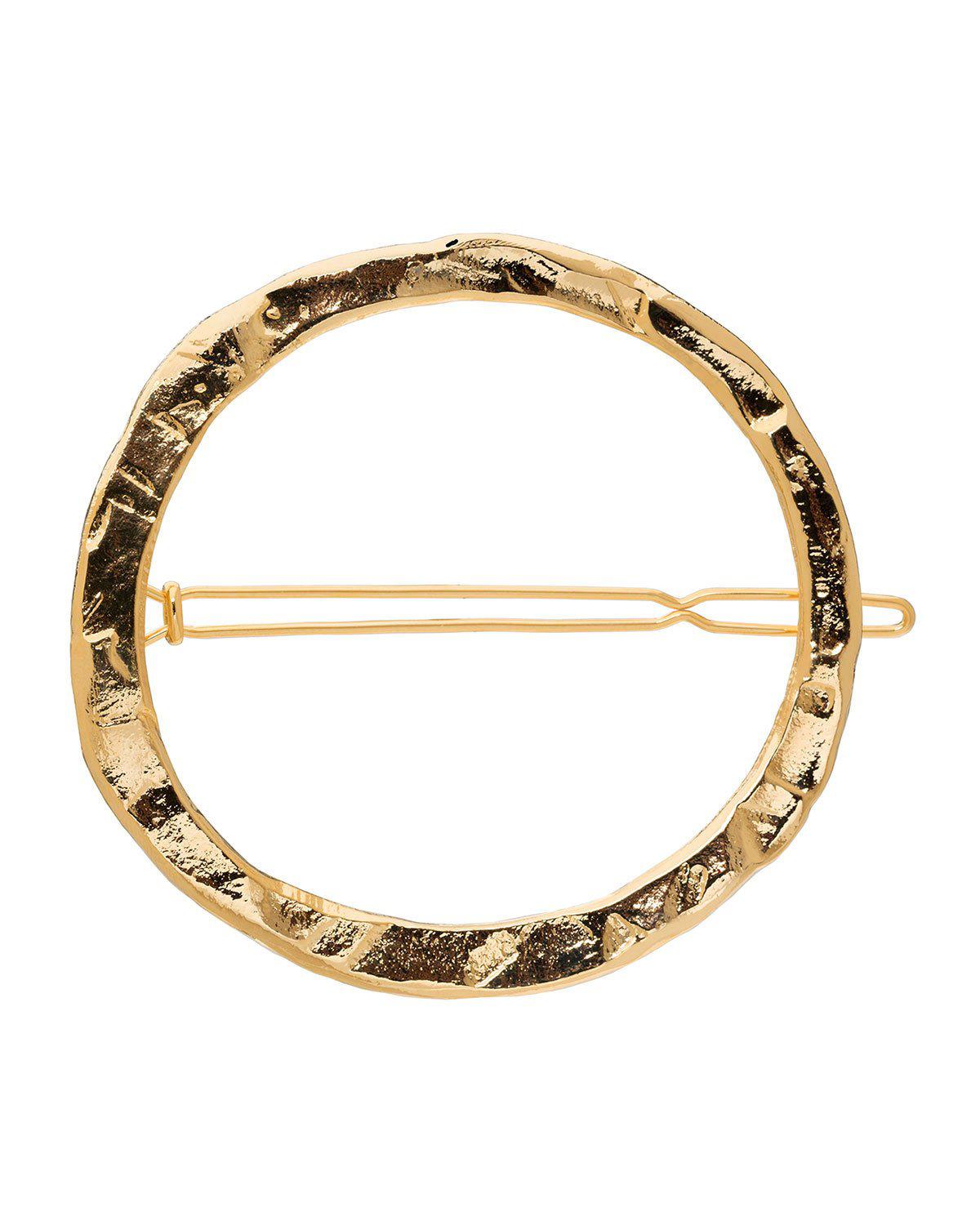 L Erickson Large Rustic Circle Tige Boule Barrette In Gold Modesens
