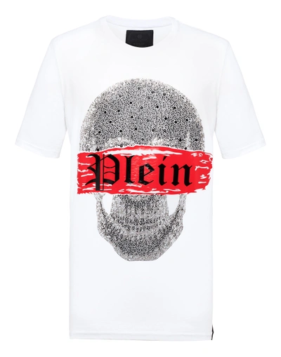 Shop Philipp Plein T-shirt Black Cut Round Neck "speed"
