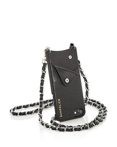 Shop Bandolier Lucy Leather Iphone Crossbody In Black/silver