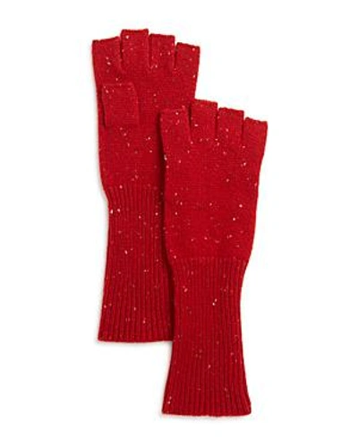 Shop Aqua Cashmere Donegal Cashmere Fingerless Gloves - 100% Exclusive In Red