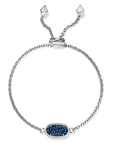 Shop Kendra Scott Elaina Drusy Bracelet In Rhodium/blue Drusy