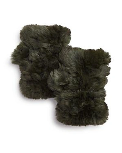 Shop Jocelyn Knit & Rabbit Fur Fingerless Gloves In Olive