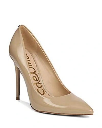 Shop Sam Edelman Women's Danna Pointed Toe Patent Leather High-heel Pumps In Nude