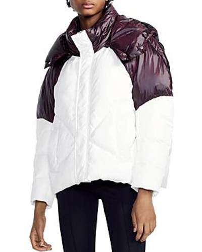 Shop Maje Brax Two-tone Puffer Jacket In White