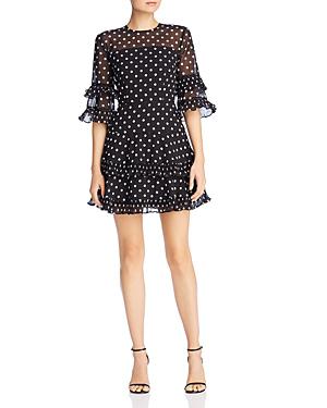 Keepsake Ruffled Dot-print Dress In Black/white Polka Dots | ModeSens