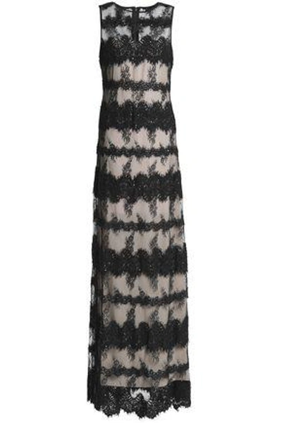 Shop Alice And Olivia Alice + Olivia Woman Pailey Embellished Corded Lace And Tulle Gown Black