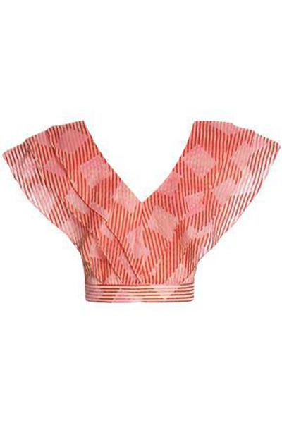 Shop Alice And Olivia Alice + Olivia Woman Cropped Layered Jacquard Top Red