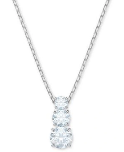 Shop Swarovski Silver-tone Triple-crystal Pendant Necklace, 14-4/5" + 2" Extender In White
