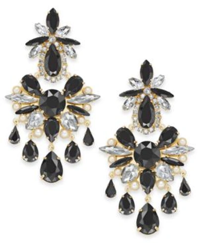 Shop Kate Spade New York Crystal, Stone & Imitation Pearl Chandelier Earrings In Black Multi