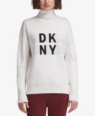 Shop Dkny Logo Turtleneck Sweater, Created For Macy's In Ivory