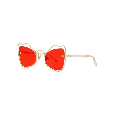 Shop Moy Atelier Odyssey 18ct Gold-plated Sunglasses In Red