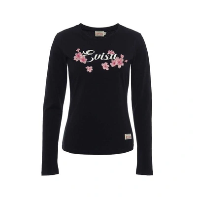 Shop Evisu Sakura Embroidered Long-sleeved T-shirt In Black