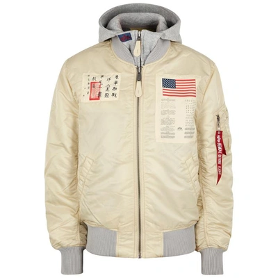 Shop Alpha Industries Ma-1 D-tec Blood Chit Bomber Jacket In Cream