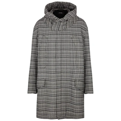 Shop Raf Simons Monochrome Checked Tweed Coat