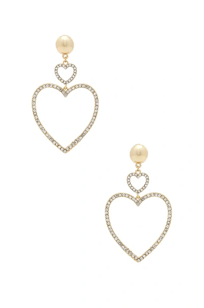 Ettika Two Hearts Drop Earrings In Gold