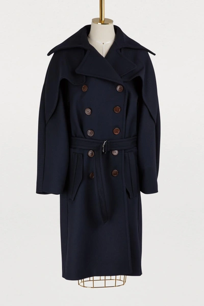 Shop Chloé Wool Coat In Iconic Navy