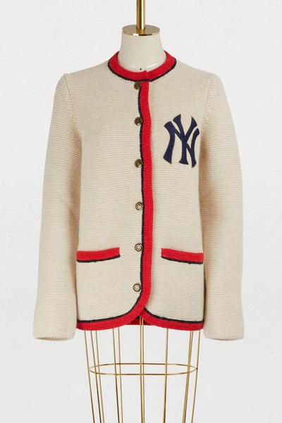 Shop Gucci Ny Wool And Alpaca Cardigan In White